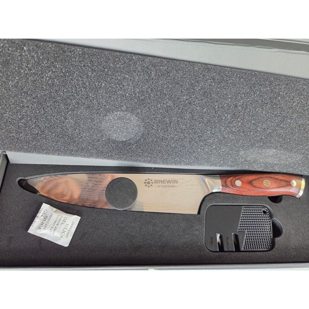 Brewin 8" Chef Knife with Sharpener - New In Box (Minor Box Scuff)